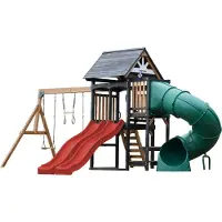 Axi Cody Speeltoestel van Hout met 2 Schommels & Dubbele Glijbaan in Rod & BuisGlijbaan | Speeltoren voor Kinderen met Klimwand & Trapeze| Inclusief Accessoires | Speeltoestel voor in de tuin