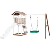Axi Beach Tower Speeltoren met Summer Nestschommel Bruin/wit - Witte Glijbaan