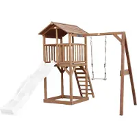 Axi Beach Tower Speeltoren met Enkele Schommel Bruin - Witte Glijbaan