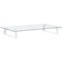 vidaXL Monitorstandaard 60x35x8 cm gehard glas en metaal wit