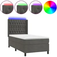 vidaXL Boxspring met matras en LED fluweel donkergrijs 80x200 cm
