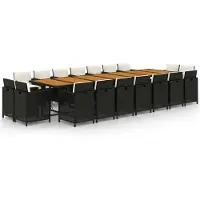 vidaXL 19-delige Tuinset met kussens poly rattan zwart