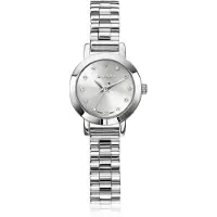 Zinzi Etoile Nuit horloge 20mm zilverkleurige wijzerplaat, witte zirkonia's als uur-aanduiding, zilverkleurige stalen kast en schakelband, Japans uurwerk ZIW3102