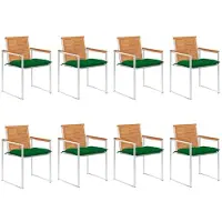 vidaXL Tuinstoelen 8 st met kussens massief acaciahout