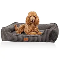 Knuffelwuff orthopedisch hondenbed Sedona van knuffelzachte ribcord XL Grijs