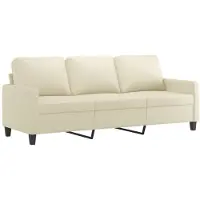vidaXL Driezitsbank 180 cm kunstleer crèmekleurig