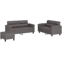 vidaXL 3-delige Loungeset met kussens kunstleer grijs