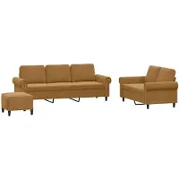 vidaXL 3-delige Loungeset met kussens fluweel bruin