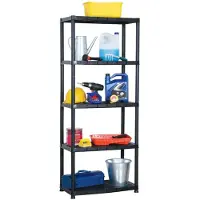 vidaXL Opbergrek 5-laags 71x38x170 cm kunststof zwart