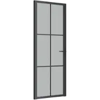 vidaXL Binnendeur 76x201,5 cm matglas en aluminium zwart