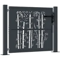 vidaXL Poort met bamboe-ontwerp 100x75 cm staal antracietkleurig