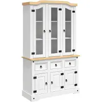 Natur24 Hoge kast, 43 x 112 x 196 cm, van grenenhout, houtvezel en glas, naturel wit