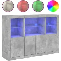 vidaXL Dressoirs met LED-verlichting 3 st bewerkt hout betongrijs