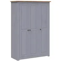 vidaXL Garderobekast, 3 deuren, grijs, 118x50x171,5 cm, grenen, Panama serie