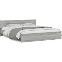vidaXL Bedframe met hoofdeinde grijs sonoma eikenkleurig 180x200 cm