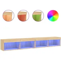 DKD Home Decor Tv-meubels met LED-verlichting 2 st 100x30x30 cm sonoma eiken