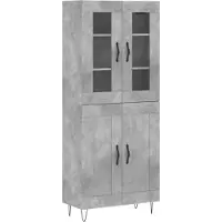 vidaXL Hoge kast 69,5x34x180 cm bewerkt hout betongrijs