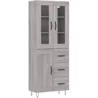 vidaXL Hoge kast 69,5x34x180 cm bewerkt hout grijs sonoma eikenkleurig