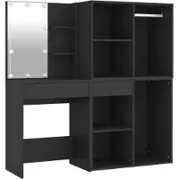vidaXL Kaptafel met kastjes LED bewerkt hout zwart