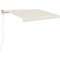 vidaXL Luifel handmatig uittrekbaar met LED 350x250 cm crèmekleurig