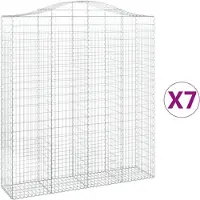 vidaXL Gabionen met boogvorm, 7 stuks, 200x50x220/240 cm, verzinkt staal