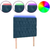 vidaXL Hoofdbord LED 100x7x118/128 cm fluweel donkerblauw