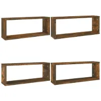 vidaXL Wandschappen kubus 4 st 60x15x23 cm bewerkt hout gerookt eiken
