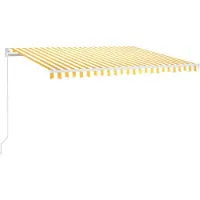 vidaXL Luifel handmatig uittrekbaar 450x350 cm geel en wit