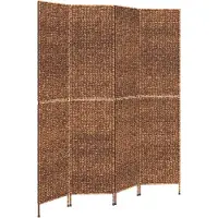 vidaXL Kamerscherm met 4 panelen 163x180 cm waterhyacint bruin