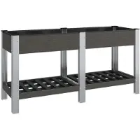 vidaXL Plantenbak verhoogd met schap 175x50x75 cm HKC grijs