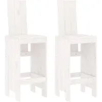 vidaXL Barkruk, 2 stuks, wit, 40x42x120 cm, massief grenenhout