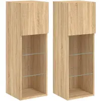 vidaXL Tv-meubels met LED-verlichting 2 st 30,5x30x90 cm sonoma eiken
