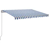 vidaXL Luifel handmatig uittrekbaar met LED 300x250 cm blauw en wit
