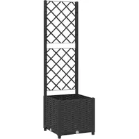 vidaXL Plantenbak met trellis zwart 40x40x136 cm PP
