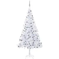 vidaXL Kunstkerstboom met verlichting en kerstballen L 240 cm wit