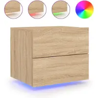vidaXL Nachtkastje met LED's wandgemonteerd sonoma eikenkleurig