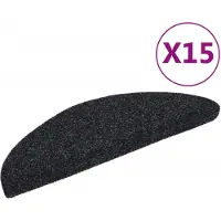 vidaXL Tapis d'escalier auto-adhésif Poinçon aiguilleté 15 pcs Noir132692
