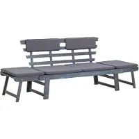 Natur24 Tuinbank met kussens, 2-in-1, grijs, massief acaciahout