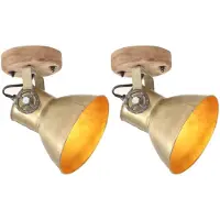 vidaXL Wand-/plafondlampen industrieel 2 st E27 20x25 cm messingkleur