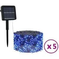 vidaXL 5 st Lichtslinger met 200 LED's solar binnen/buiten blauw