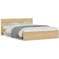 vidaXL Bedframe met hoofdeinde sonoma eikenkleurig 150x200 cm
