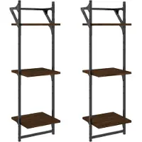 vidaXL Wandschappen 3-laags met stangen 2 st 30x25x100 cm bruineiken