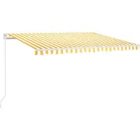 vidaXL Luifel handmatig uittrekbaar 450x300 cm geel en wit
