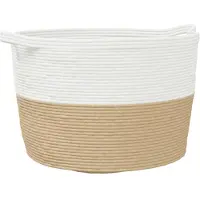vidaXL Wasmand Ø 60x36 cm katoen beige en wit