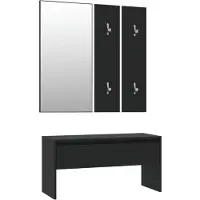 vidaXL Garderobe set bewerkt hout zwart