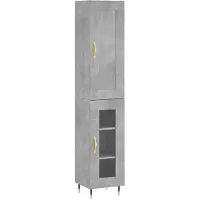 vidaXL Hoge kast 34,5x34x180 cm bewerkt hout betongrijs