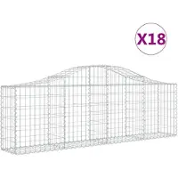 vidaXL Gabionen met boogvorm, 18 stuks, 200x30x60/80 cm, verzinkt staal