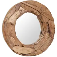 vidaXL Decoratieve spiegel rond 60 cm teakhout