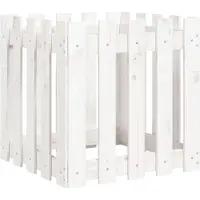 vidaXL Plantenbak met hekontwerp 50x50x50 cm massief grenenhout wit