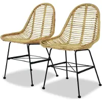 vidaXL Eetkamerstoelen 2 st natuurlijk rattan